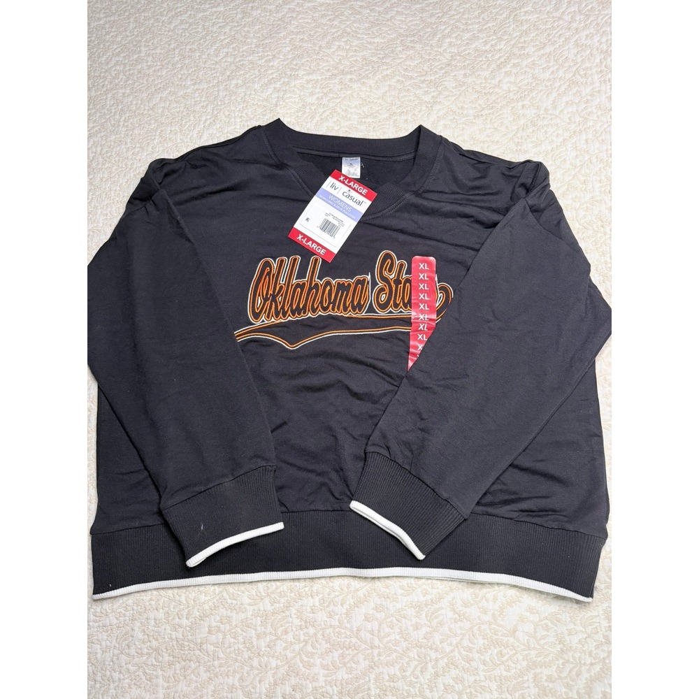 Liv Casual Oklahoma State Cowboys Sweatshirt Womens XL Black Pullover NWT